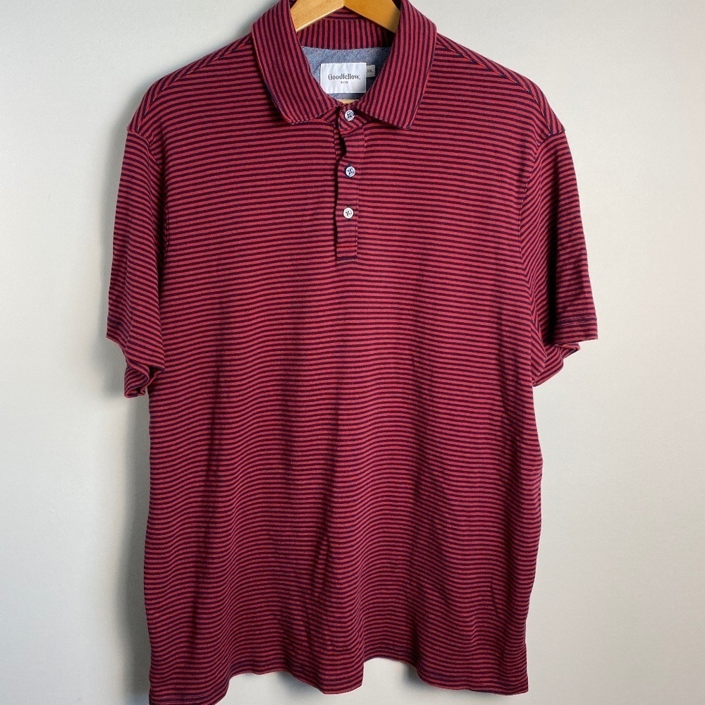 Goodfellow & Co. Men's Standard Black and Red Medium Knit Polo Golf Shirt XXL